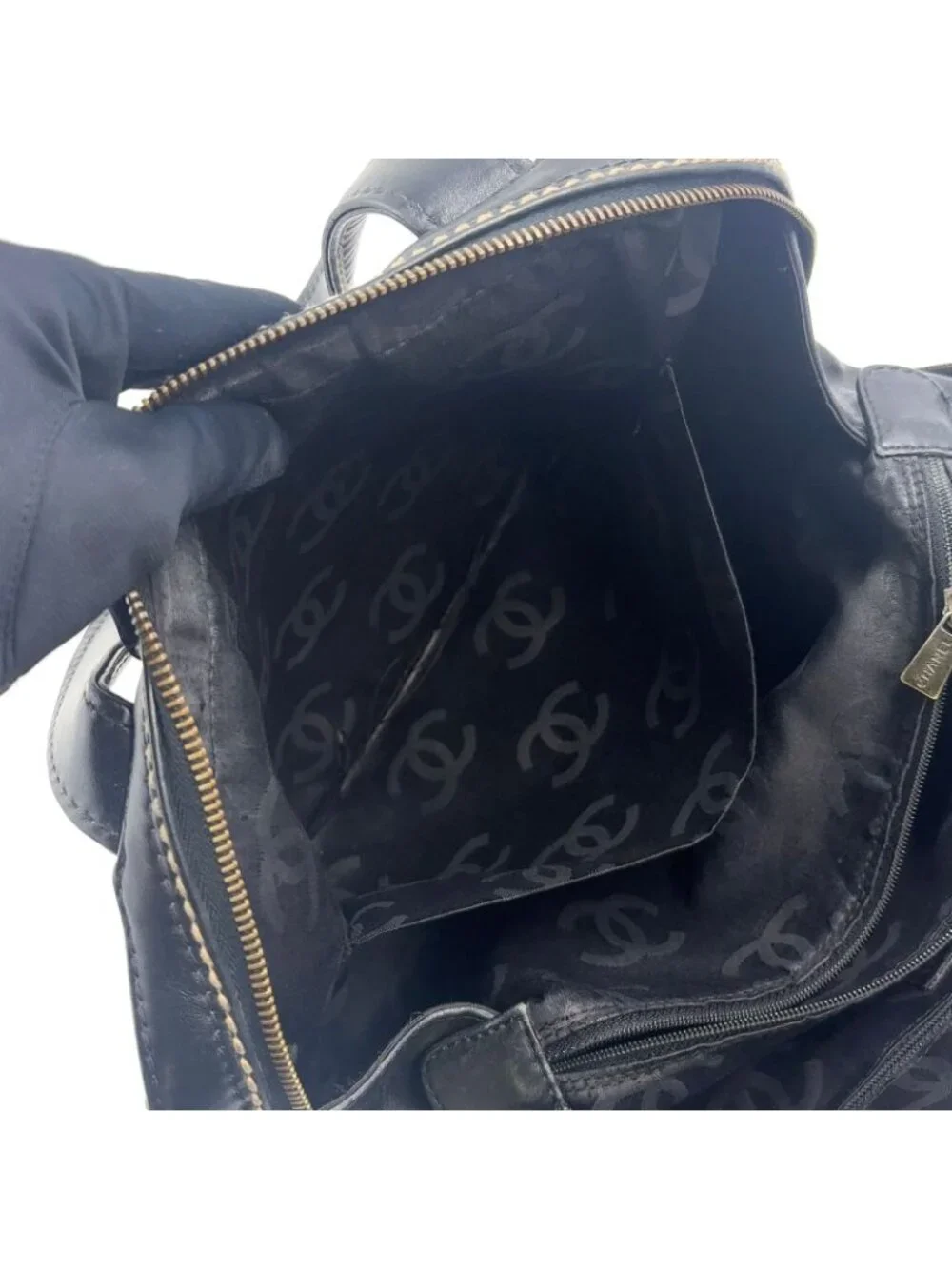 Chanel Wild Stitch Calfskin Black Handbag Gold